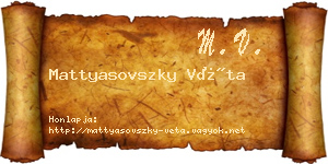 Mattyasovszky Véta névjegykártya